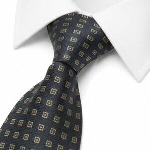 Brooks Brothers Makers Silk Tie Geometric Cubes Black Beige